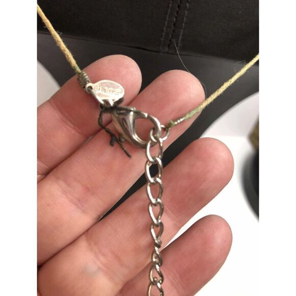 1950 CHICO'S silver tone abalone statement pendant necklace 30-34" *defect - Picture 5 of 5